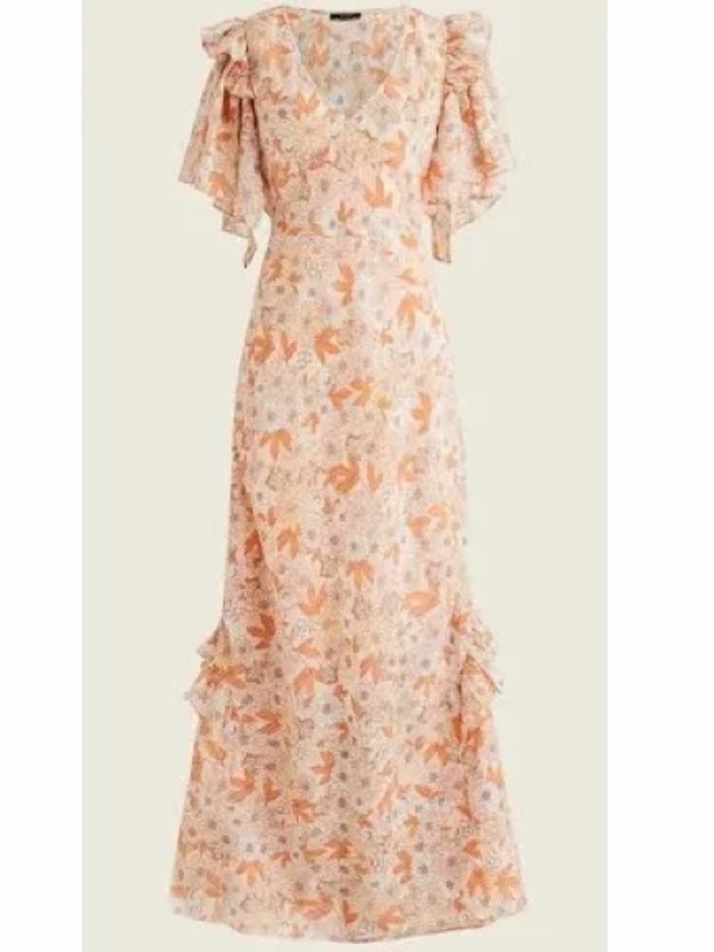 NWT J. Crew Collection Floral Maxi Dress - Peachy Orange with Flowers - Picture 1 of 6